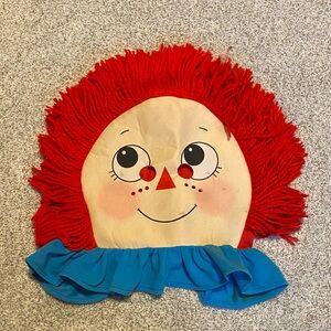 Red and Blue Raggedy Ann vintage foam head mask Halloween